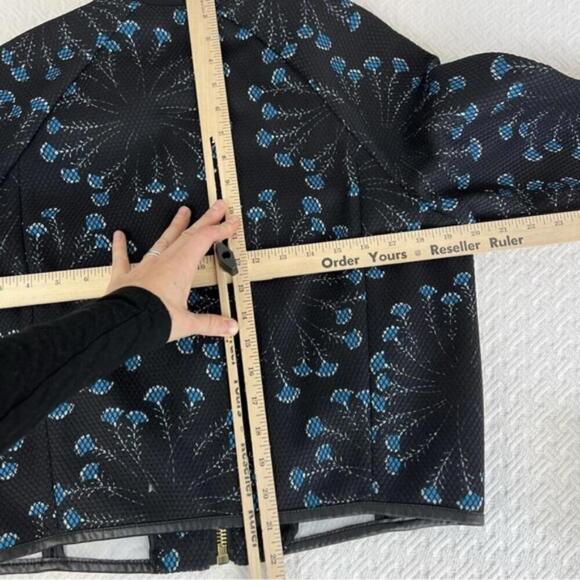 Juicy Couture Women's Size S Black Blue Floral Mesh Bomber Jacket Full Zip Mesh - Picture 6 of 9